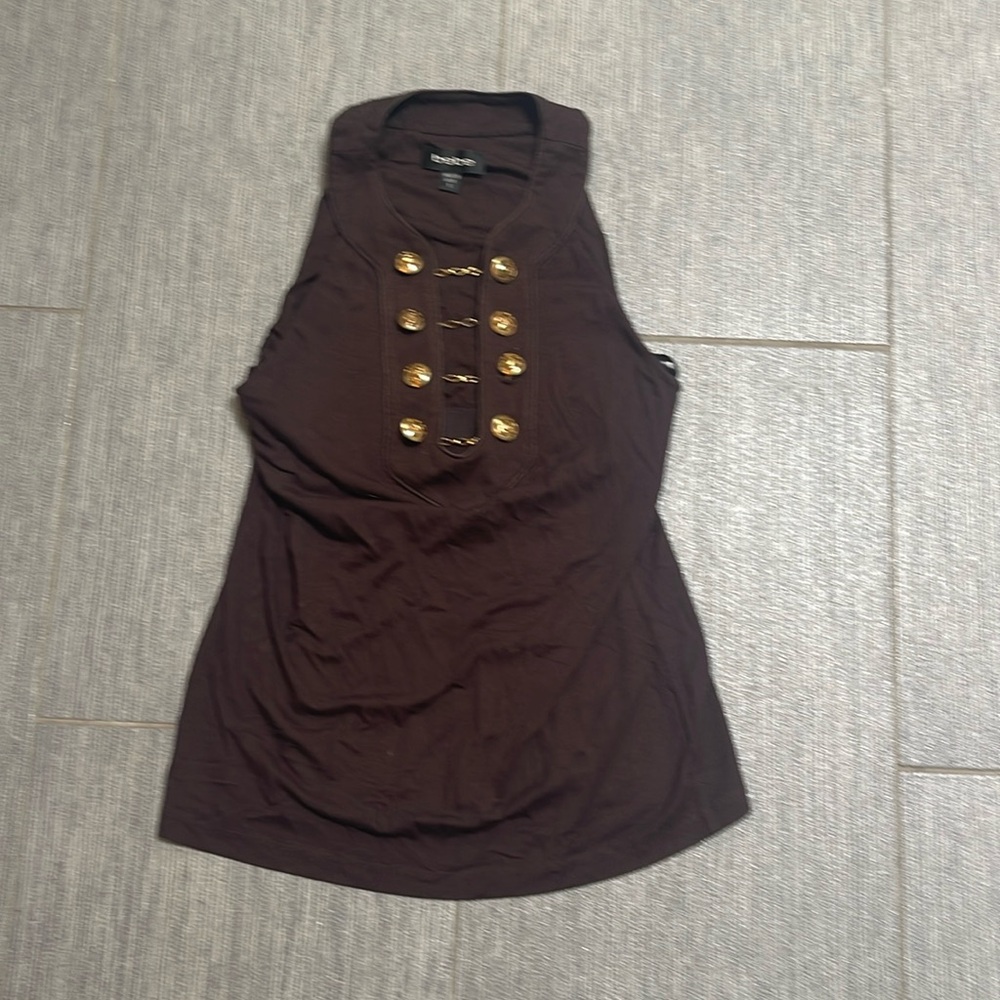 Bebe small top with dramatic front buttons